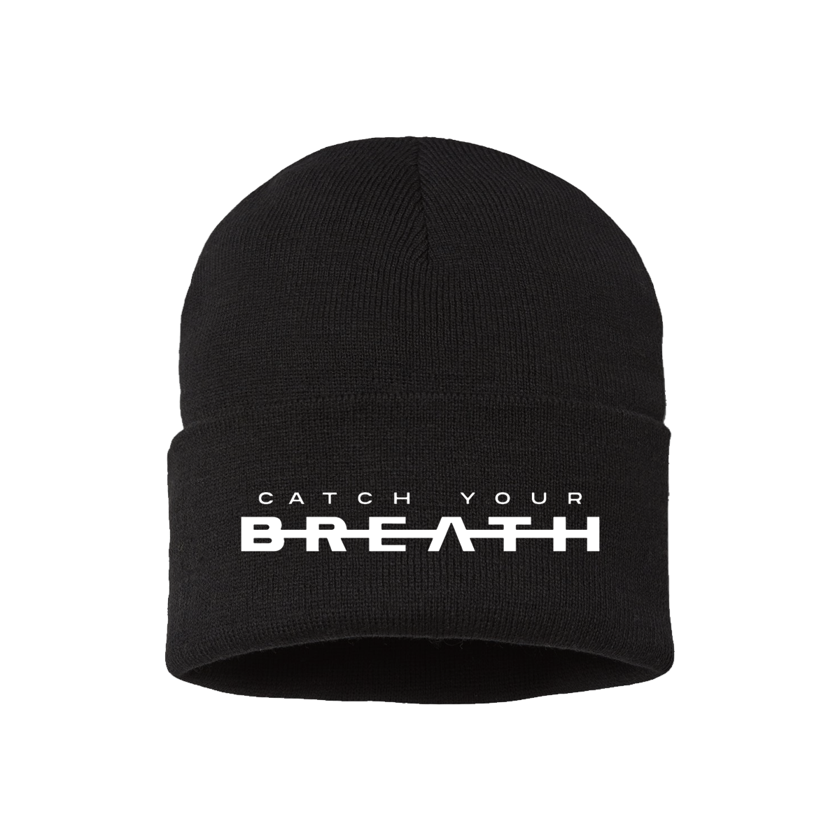 Strike Through Logo Embroidered Beanie (Black)