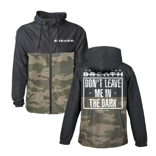 Don't Leave Me In The Dark Windbreaker Jacket (Black/Camo)