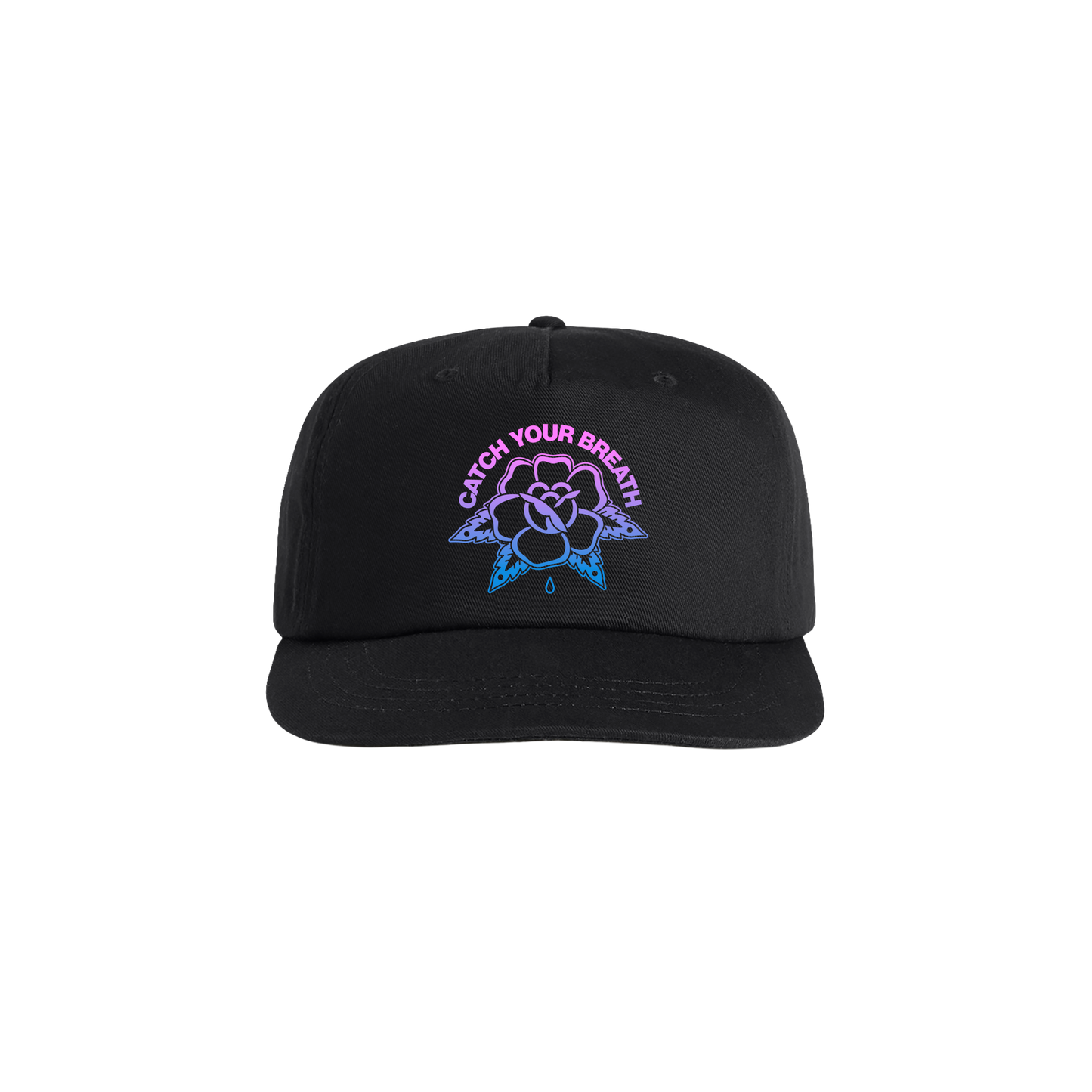 Catch Your Breath Floral Logo Snapback Hat (Black)