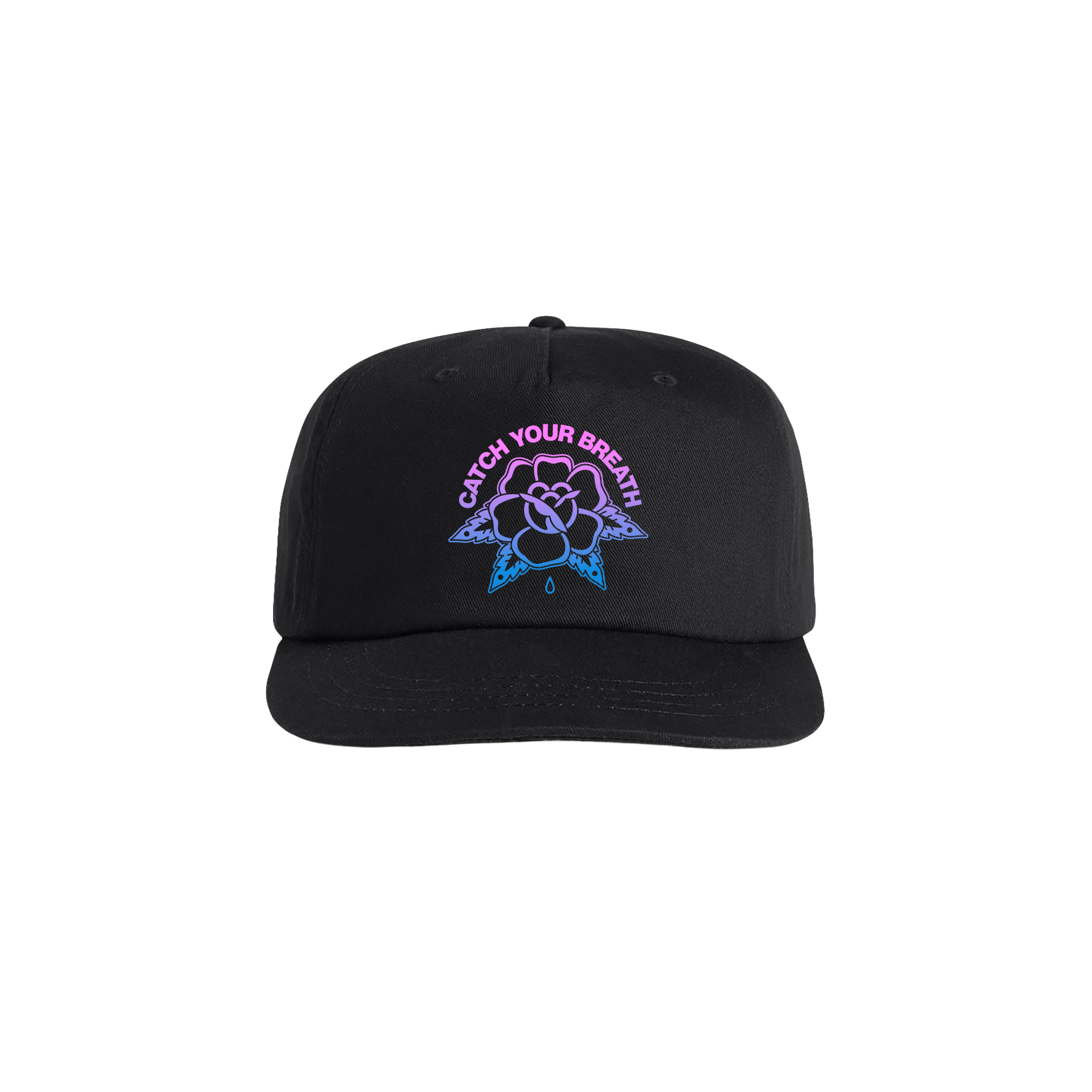 Catch Your Breath Floral Logo Snapback Hat (Black)